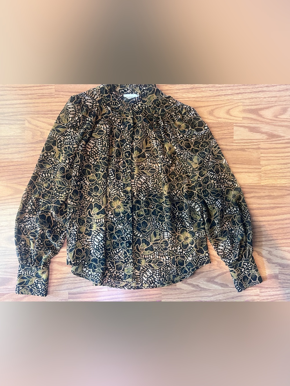 Evereve blouse with fall colors collared shirt